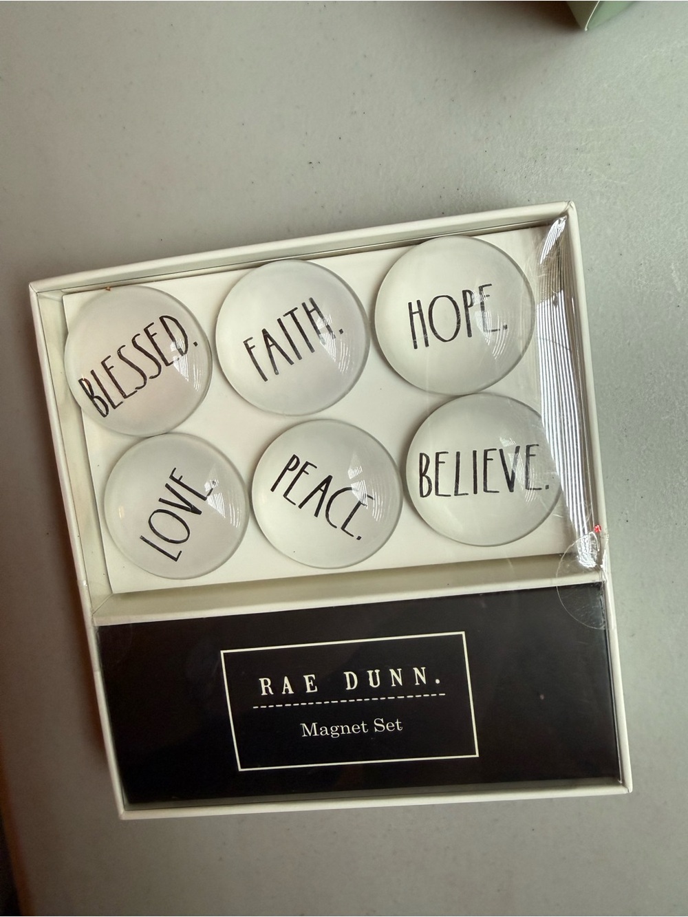 Rae Dunn White and Black Inspirational Magnet Set